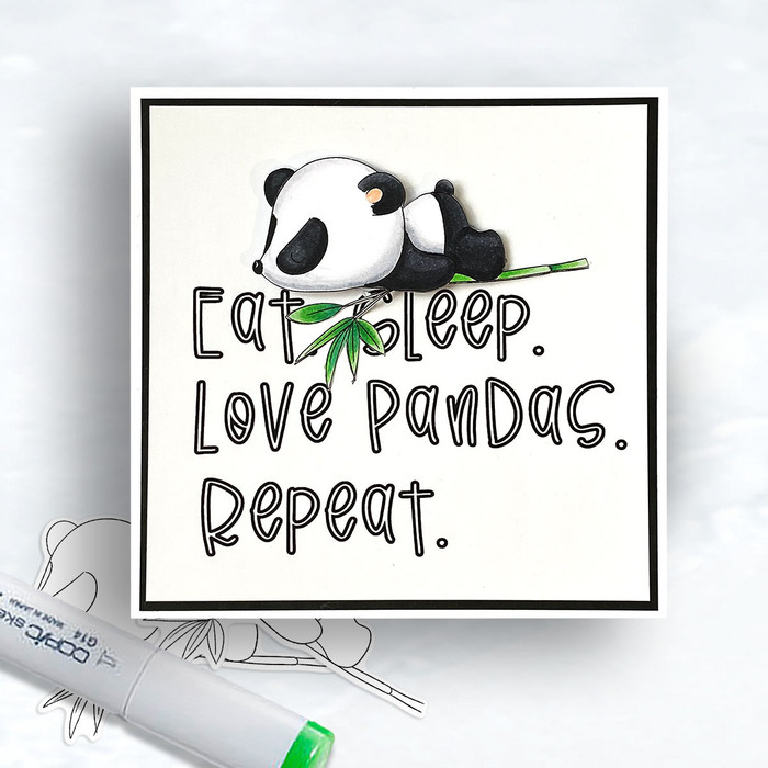 Lazy sleeping on a branch - Noodle Panda Bear Cute printable digital stamp with SVG outlines for card making, crafting, printable planner sticker.