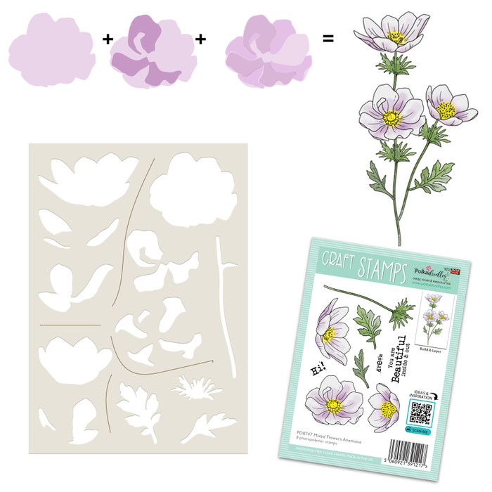 Beautiful Anemone Colour & Create craft card making Stencil