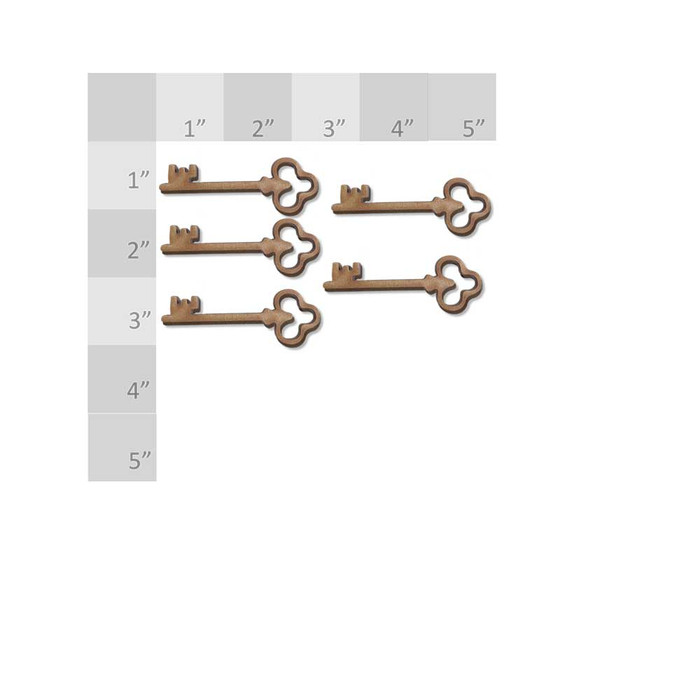 Keys x 5 - laser cut MDF shape pack for card making and craft
