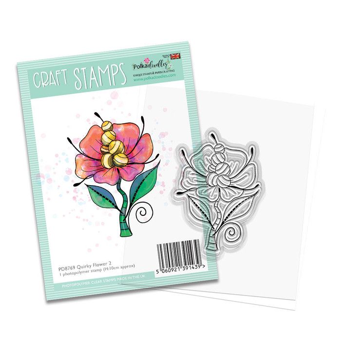Quirky Flower clear craft card making stamp 2