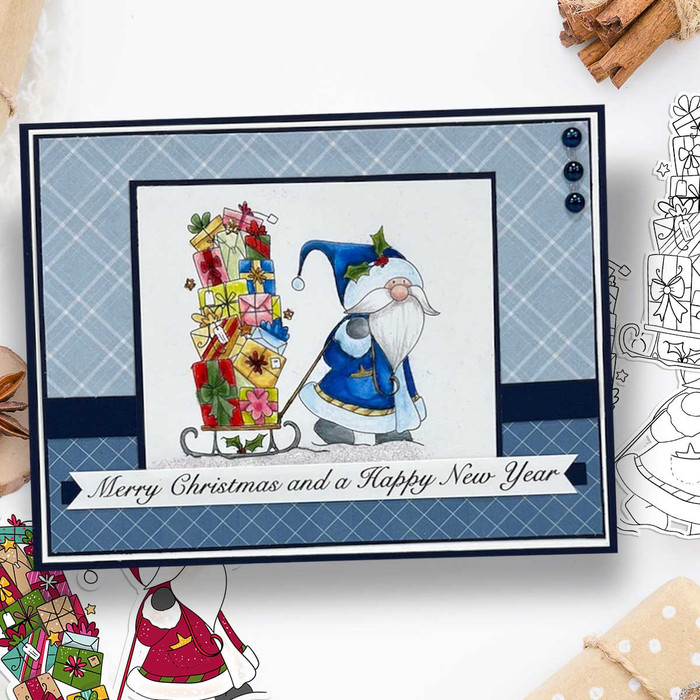 Santa Sleigh - Christmas cute printable digital stamp for card making, craft, scrapbooking, printable stickers