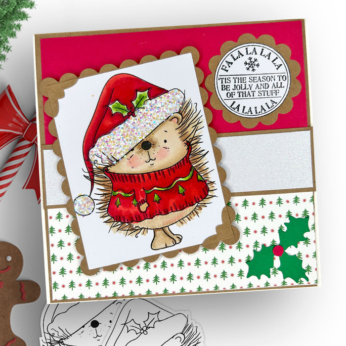 Pickles Hedgehog jumper sweater - Christmas cute colour clipart printable digital stamp for card making, craft, scrapbooking, printable stickers