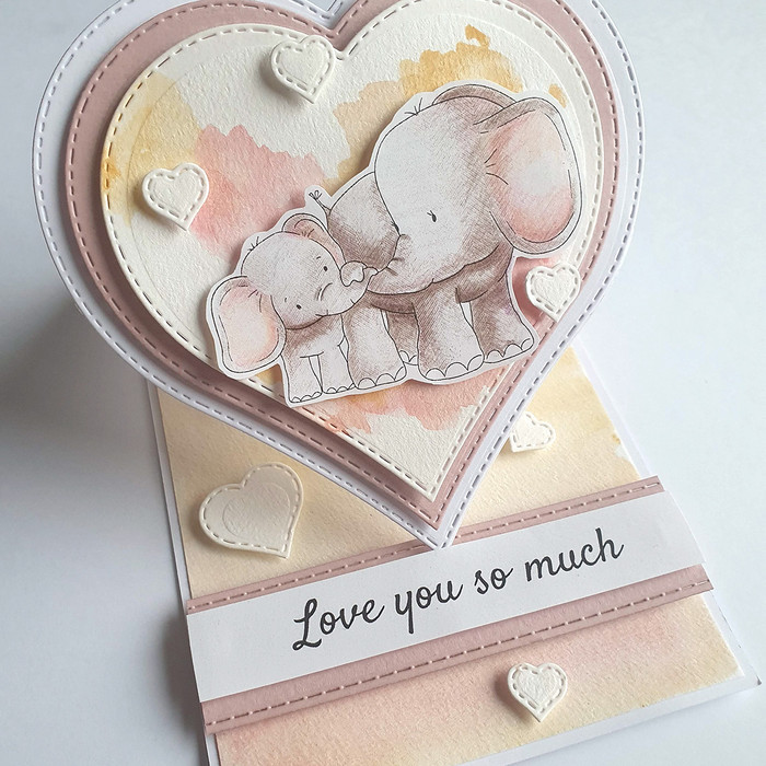 Family Love elephant colour clipart printable digital stamp for card making, craft, scrapbooking, printable stickers
