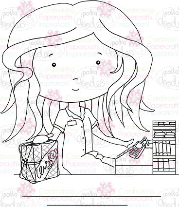 Checkout girl  digital stamp download