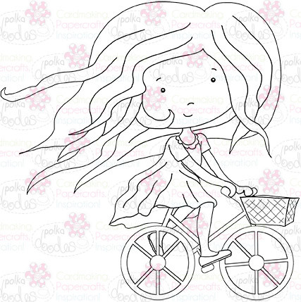 Cycling Girl  digital stamp download