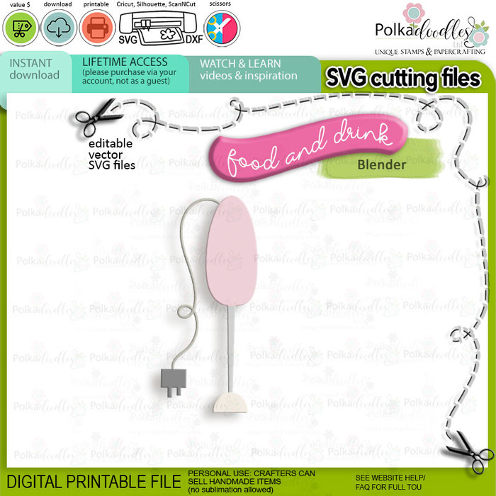 Kitchen hand blender Food, Drink, Kitchen SVG cutting files - cricut silhouette cutting file printable digital SVG waffles food kitchen colour clipart craft card making scrapbook sticker.