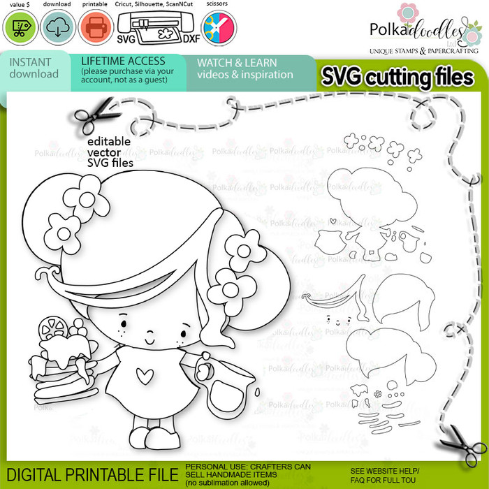 SVG cutting files - Pancake Waffle Time black and white -cricut-silhouette-cutting-file-printable-digital-SVG-waffles-food-kitchen-colour-clipart-craft-card-making-scrapbook-sticker