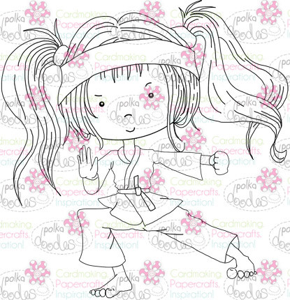 Karate Martial Arts girl digital stamp download printable