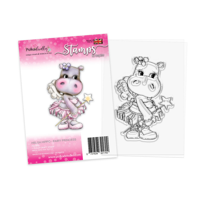 Ballerina tutu princess fairy Helga Hippo cute clear craft card making stamp for colouring, handmade cards and crafts, scrapbooking