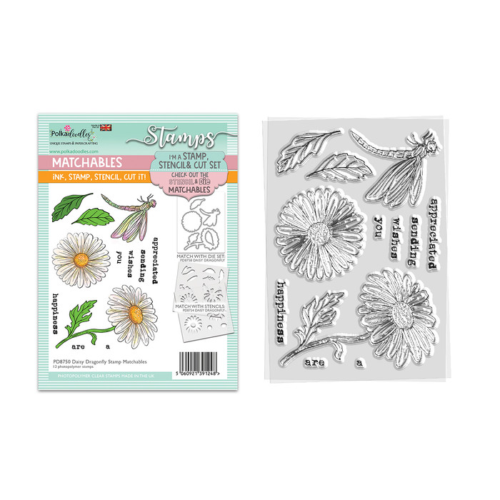 Daisy Dragonfly Card making Craft clear Stamps - Botanical Bliss