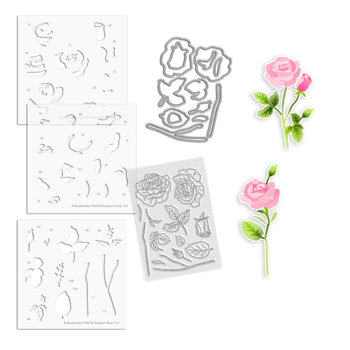 Radiant Roses Card making Craft clear Stamps - Botanical Bliss