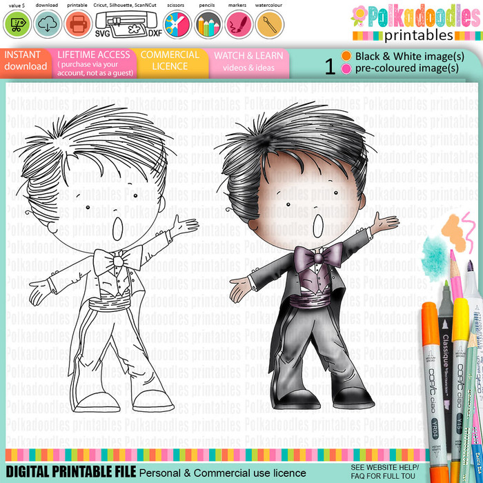 Opera Singer Music Character Digital Stamp – Work & Play 8 Music Collection. Perfect for music-themed card making, scrapbooking & printable crafts.