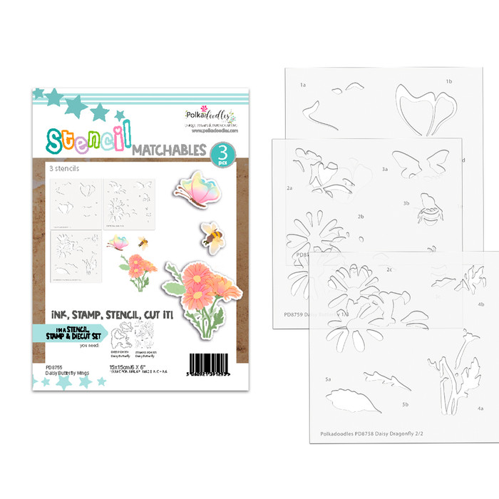 Daisy Butterfly Wings Colour & Create Layering Stencils for Card making Crafts