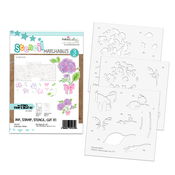 Hydrangea Ribbon Colour & Create Layering Stencils for Card making Crafts