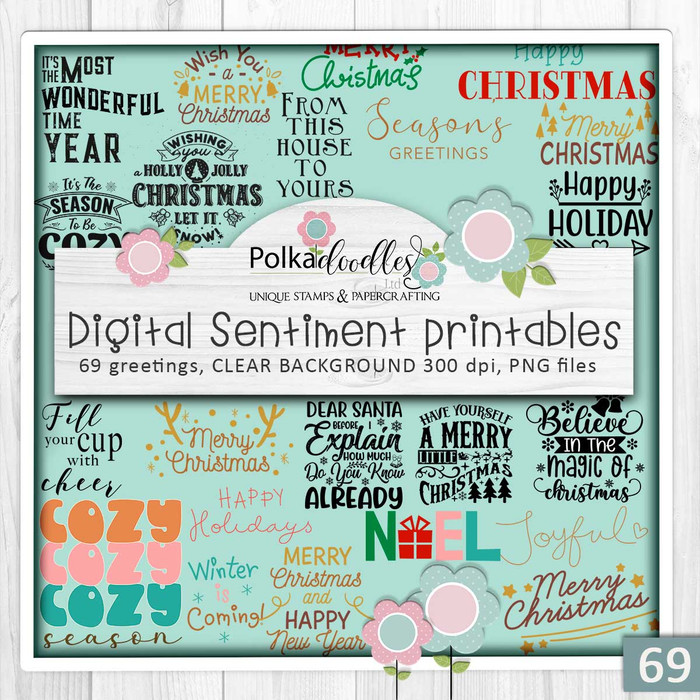 Sweet Christmas greetings bundle - Gingerbread Cookie digital stamp clipart for card making, craft, scrapbooking, junk journal stickers