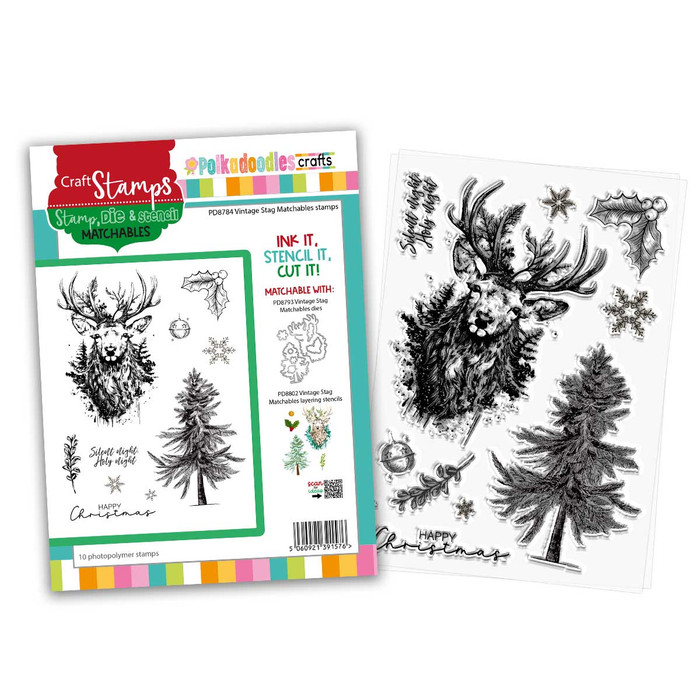 Vintage Stag clear stamps for Craft card making.