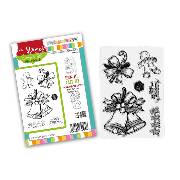 Vintage Christmas Bells stamps for craft card making