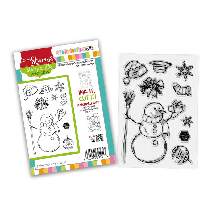 Vintage Christmas Snowman surprise stamps for craft and card making