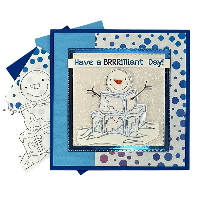 Iceman Snowman Theo Penguin - BLACK/WHITE printable digital stamp, card making, craft, sticker, junk journal, scrapbook
