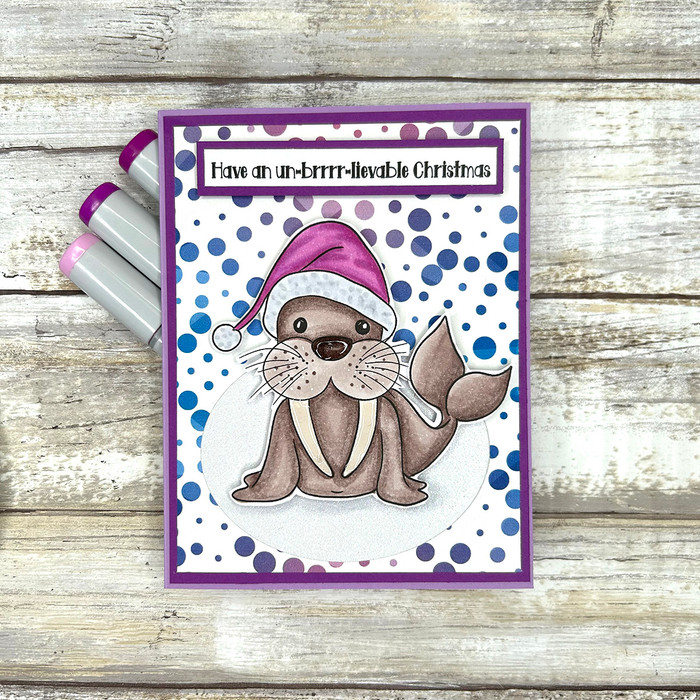 Cecil Walrus Theo Penguin - BLACK/WHITE printable digital stamp, card making, craft, sticker, junk journal, scrapbook