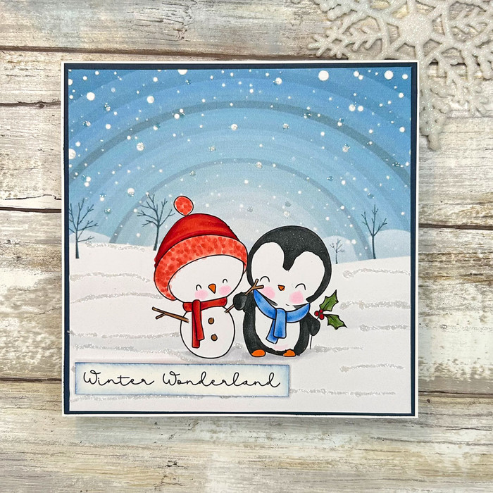 Snow slide playing Theo Penguin - BLACK/WHITE printable digital stamp, card making, craft, sticker, junk journal, scrapbook