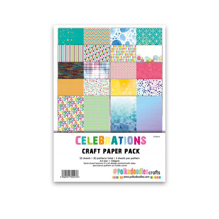 Birthday Celebration A4/8.5 x 11" paper pack for card making, craft, scrapbooking
