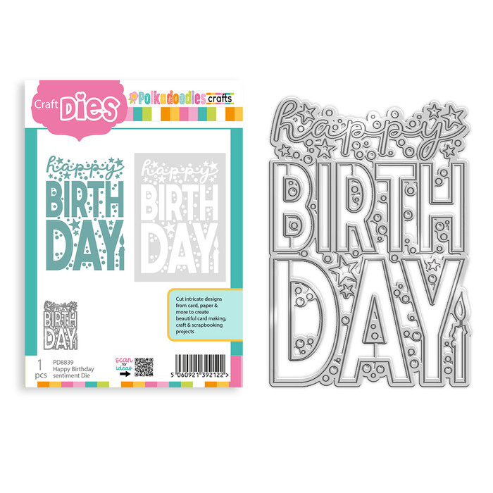 Happy Birthday Celebration in/out cutting die for card making, craft, scrapbooking