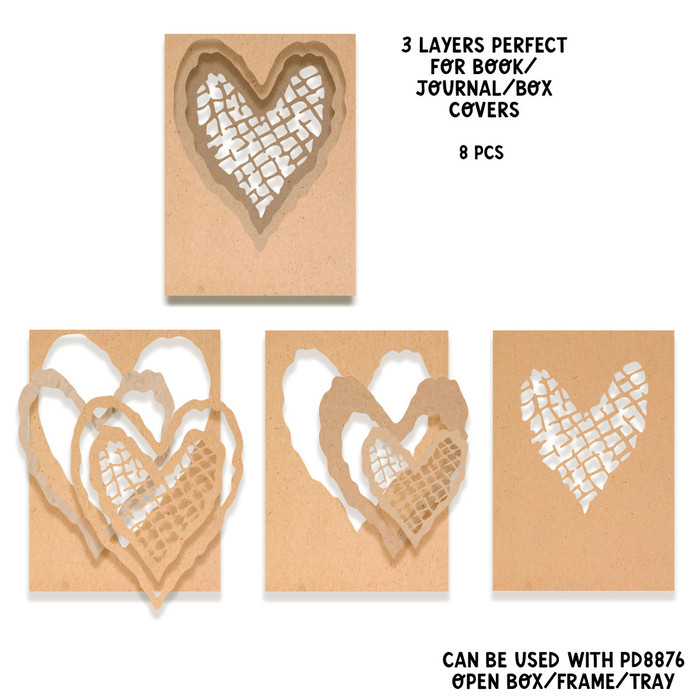 Lovely Hearts - Large A4 MDF kit 8 pcs.