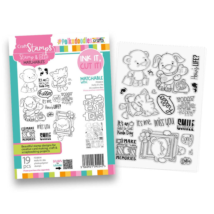 Hello It's Me Large A5/6x8"stamps and outline dies for card making, craft, scrapbooking