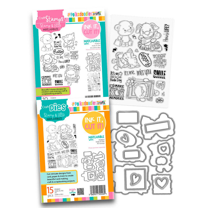 Hello It's Me Large A5/6x8"stamps and outline dies for card making, craft, scrapbooking