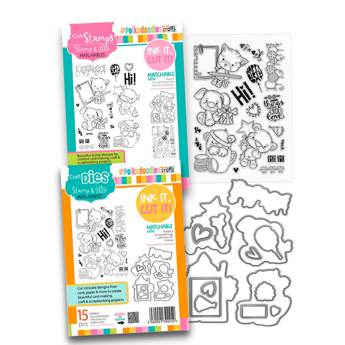 Do Small things with Love Large A5/6 x 8" stamps and outline dies for card making, craft, scrapbooking
