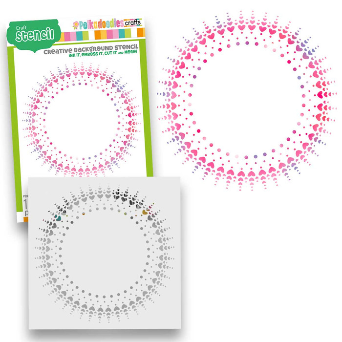 Circle Hearts 6x6"Stencil for card making, craft, scrapbooking.