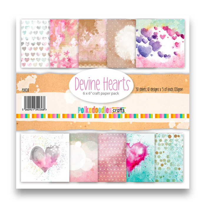 Devine Hearts 6 x 6" paper pack for card making, craft, scrapbooking