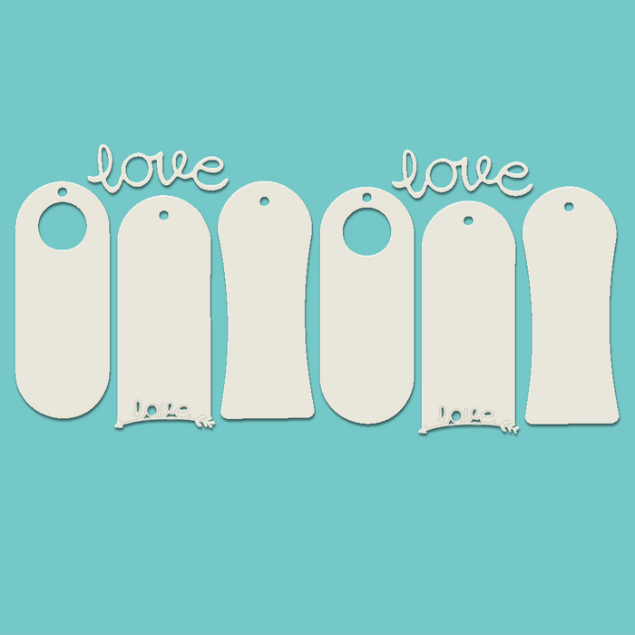 Lovely tags x 8pc Chipboard embellishment pack for card making, craft, scrapbooking.