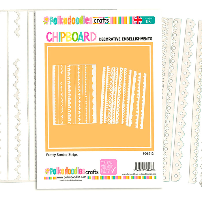 Pretty Decorative Borders 12" chipboard shapes/embellishments for card making, craft, scrapbooking, mixed media