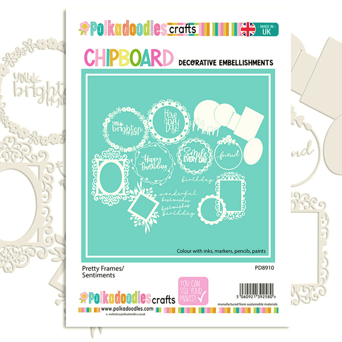 Pretty Frames & Quotes Chipboard Shapes/Embellishments for Card Making, Crafting, Scrapbooking, and Mixed Media