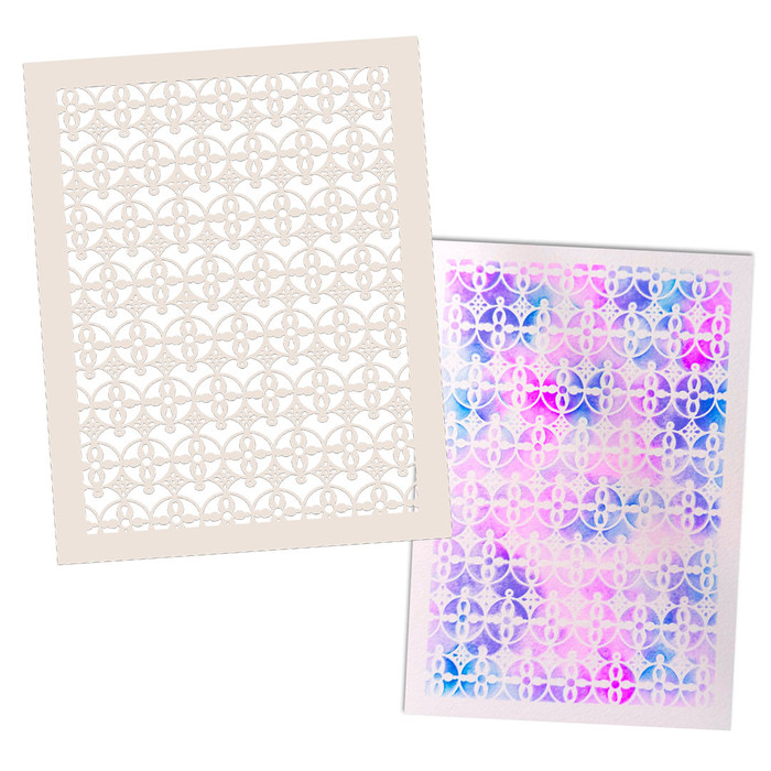 Flower Trellis Circle stencil for card making, craft, scrapbooking, mixed media
