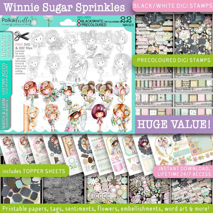 Winnie Sugar Sprinkles Spring - Big Kahuna DOWNLOAD BUNDLE - Digital Stamp Card making Craft Scrapbooking printables