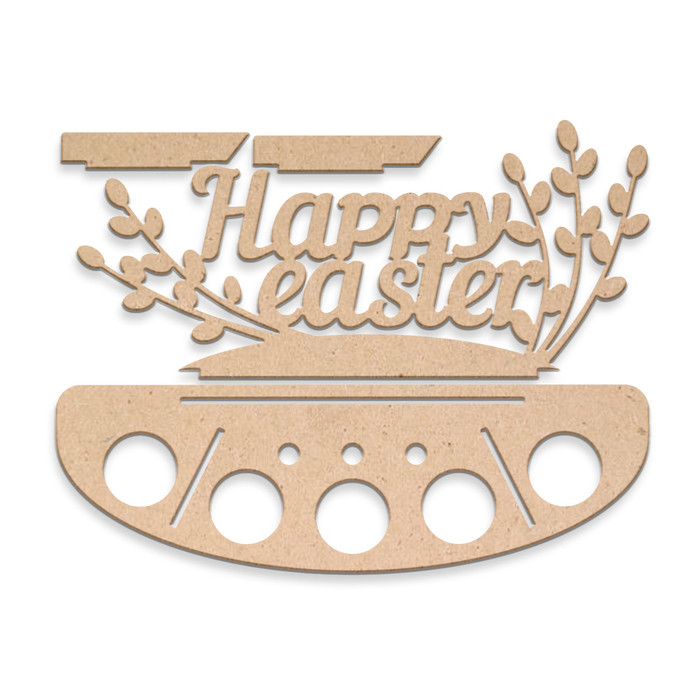 Happy Easter egg stand decoration - MDF wooden shapes craft kit.