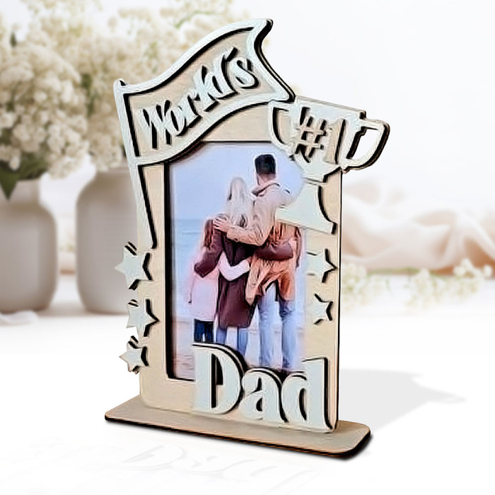 “World’s #1 Dad” Photo Frame Craft Kit – Perfect for Father’s Day or Birthday Gifts. Wooden shape craft kit to decorate