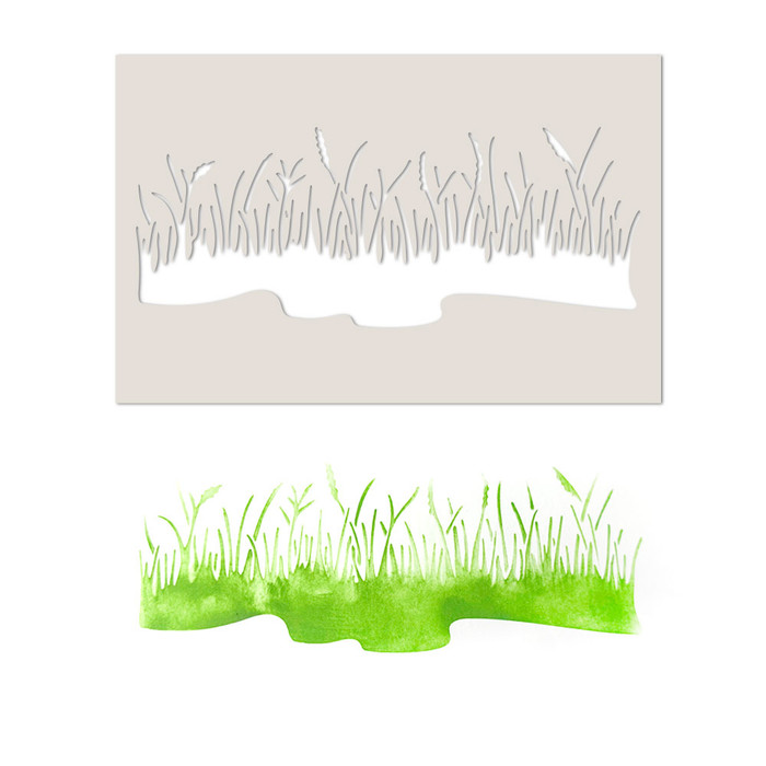 Long grass stencil for card making, craft, scrapbooking, mixed media
