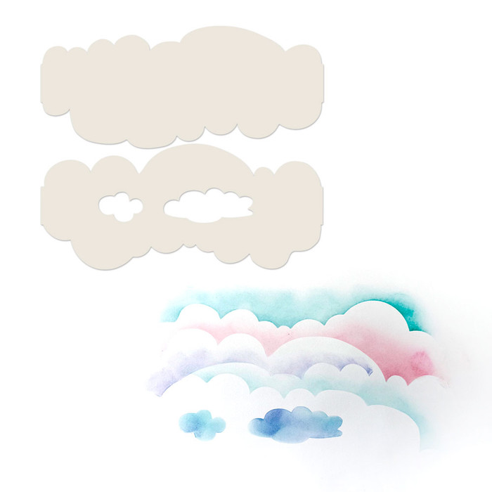 Fluffy clouds duo stencil/masks for card making, craft, scrapbooking, mixed media.