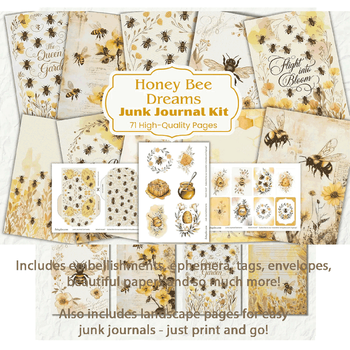 Buzzy Bees Topper sheets printable bundle clipart junk journal download set