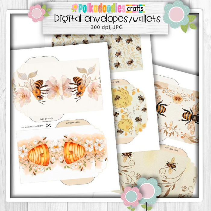 Buzzy Bees envelopes/pockets printable bundle clipart junk journal