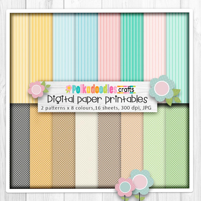 Bee Buzzy Stripes & Gingham printable paper patterns junk journal, card making, crafting, digital scrapbook, DIY stationery