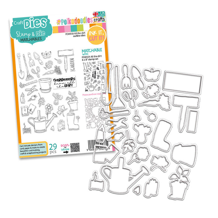 All the Dirt gardening Stamp Outline Dies for card making, craft, scrapbooking, mixed media.