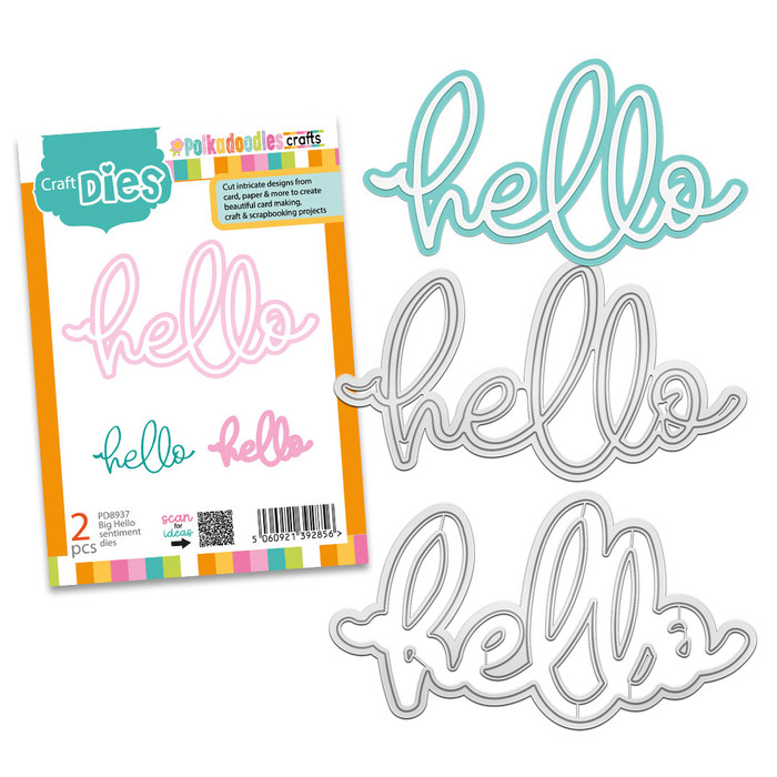 Big Hello sentiment dies for card making, craft supplies, scrapbooking, mixed media