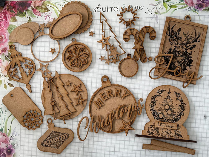 Yuletide Christmas MDF wood blanks, plaques and decorations for card making, crafts, scrapbooking