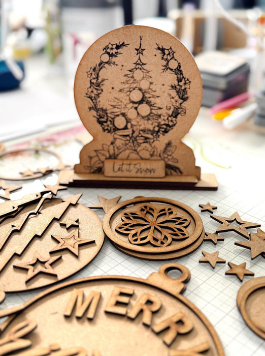 3D Snowglobe (Yuletide Christmas) MDF wood blanks, plaques and decorations for card making, crafts, scrapbooking