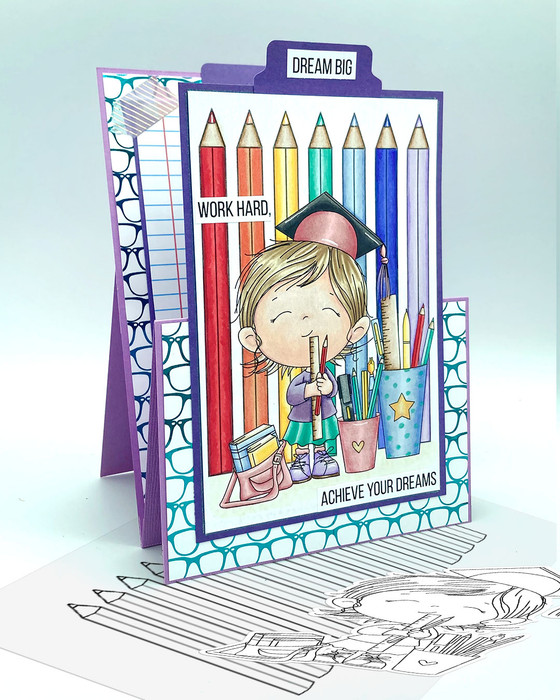 Cute Girl with stationery pens pencils Graduation school student digital stamp for Card Making, Scrapbooking and Junk Journaling.Girl Graduation School Student Digital Stamp – Digital Stamp Printable